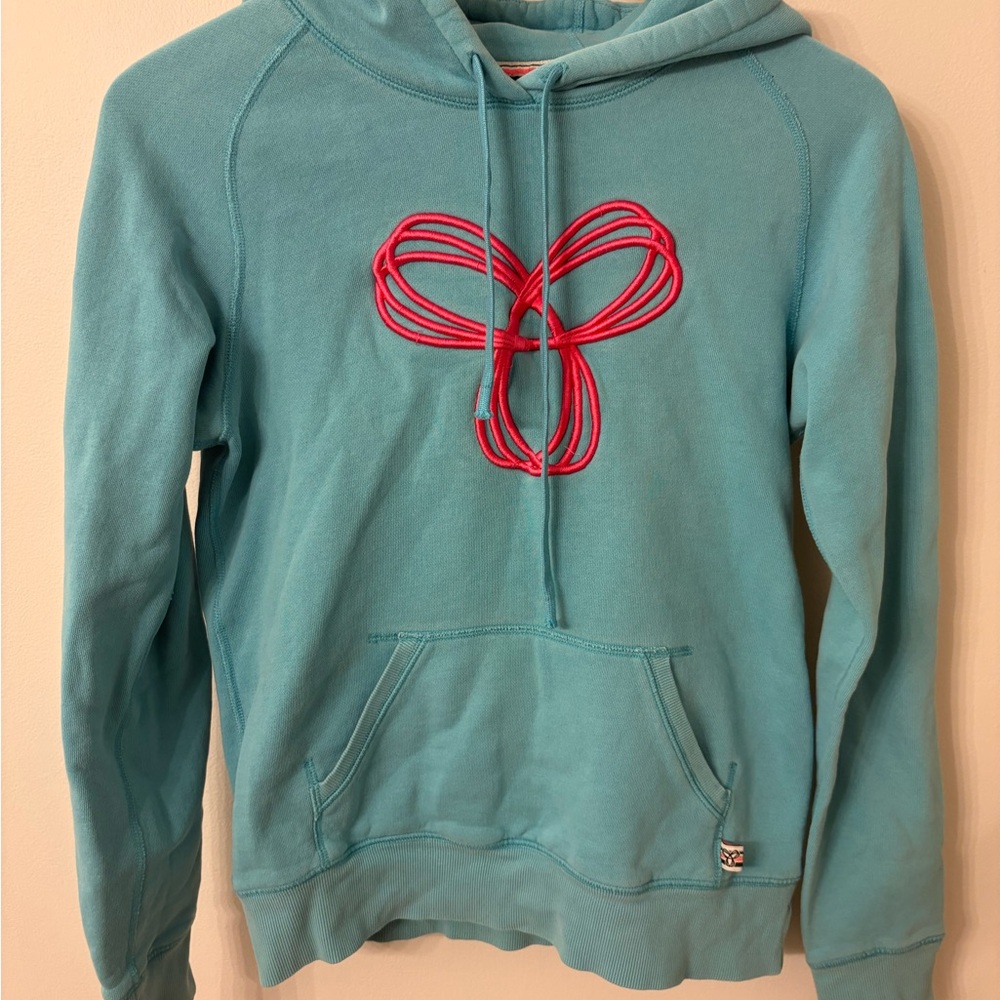 TNA Turquoise Hoodie with Red Bow Accent